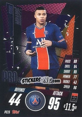 Sticker Kylian Mbappé - UEFA Champions League 2020-2021. Match Attax n. PS15 - Panini
