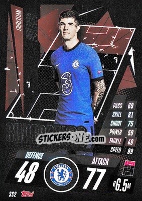 Sticker Christian Pulisic - UEFA Champions League 2020-2021. Match Attax n. SS2 - Panini