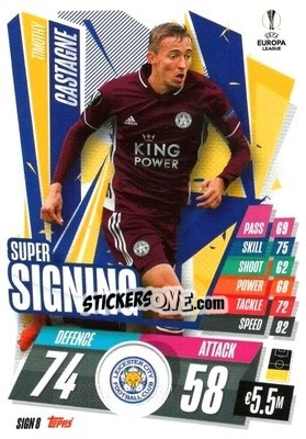 Sticker Timothy Castagne - UEFA Champions League 2020-2021. Match Attax n. SIGN8 - Panini