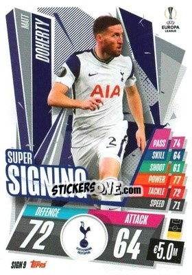 Sticker Matt Doherty - UEFA Champions League 2020-2021. Match Attax n. SIGN9 - Panini