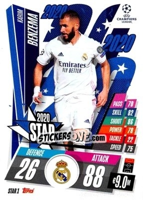 Sticker Karim Benzema - UEFA Champions League 2020-2021. Match Attax n. STAR1 - Panini