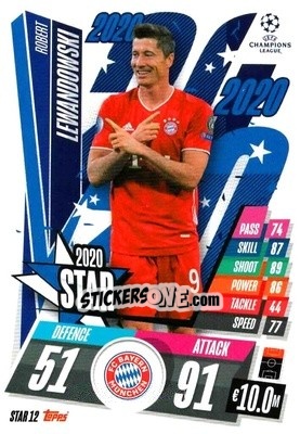 Sticker Robert Lewandowski - UEFA Champions League 2020-2021. Match Attax n. STAR12 - Panini