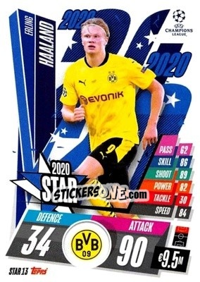 Sticker Erling Haaland - UEFA Champions League 2020-2021. Match Attax n. STAR13 - Panini