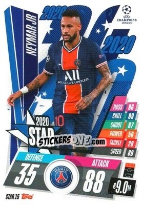 Sticker Neymar Jr - UEFA Champions League 2020-2021. Match Attax n. STAR15 - Panini