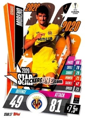 Sticker Gerard Moreno - UEFA Champions League 2020-2021. Match Attax - Panini