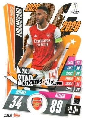 Sticker Pierre-Emerick Aubameyang - UEFA Champions League 2020-2021. Match Attax n. STAR20 - Panini