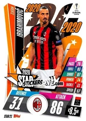 Sticker Zlatan Ibrahimovic - UEFA Champions League 2020-2021. Match Attax n. STAR21 - Panini