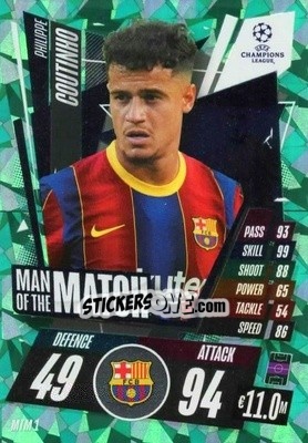 Sticker Philippe Coutinho - UEFA Champions League 2020-2021. Match Attax n. MTM1 - Panini