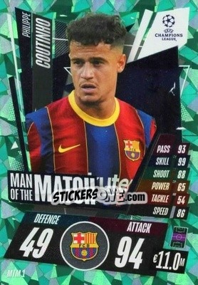 Cromo Philippe Coutinho - UEFA Champions League 2020-2021. Match Attax - Panini