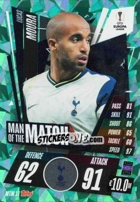 Sticker Lucas Moura - UEFA Champions League 2020-2021. Match Attax n. MTM11 - Panini