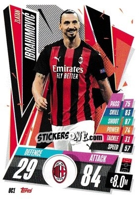 Sticker Zlatan Ibrahimovic - UEFA Champions League 2020-2021. Match Attax n. UC1 - Panini