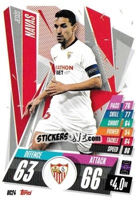 Sticker Jesús Navas - UEFA Champions League 2020-2021. Match Attax n. UC24 - Panini