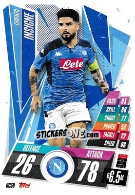 Sticker Lorenzo Insigne - UEFA Champions League 2020-2021. Match Attax n. UC30 - Panini