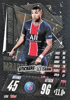Sticker Kylian Mbappé - UEFA Champions League 2020-2021. Match Attax n. LE8G - Panini