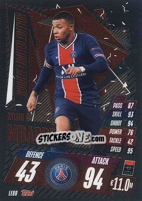 Sticker Kylian Mbappé - UEFA Champions League 2020-2021. Match Attax n. LE8B - Panini