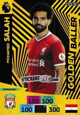 Sticker Mohamed Salah - English Premier League 2020-2021. Adrenalyn XL n. 2 - Panini