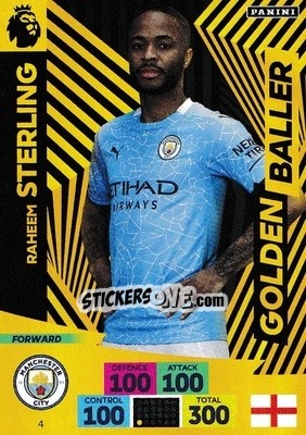 Sticker Raheem Sterling - English Premier League 2020-2021. Adrenalyn XL n. 4 - Panini