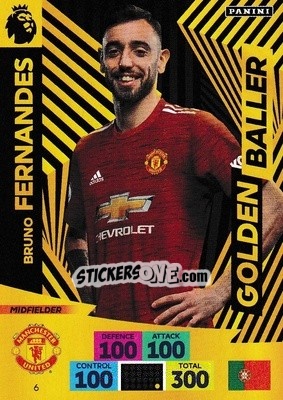 Sticker Bruno Fernandes - English Premier League 2020-2021. Adrenalyn XL n. 6 - Panini