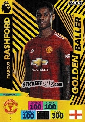 Sticker Marcus Rashford - English Premier League 2020-2021. Adrenalyn XL n. 7 - Panini
