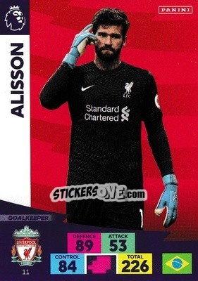 Cromo Alisson Becker - English Premier League 2020-2021. Adrenalyn XL - Panini