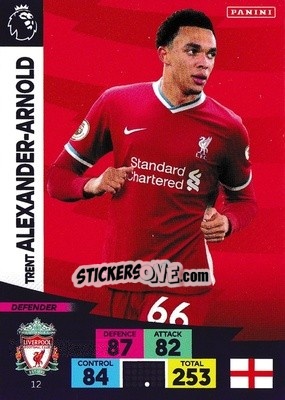 Sticker Trent Alexander-Arnold - English Premier League 2020-2021. Adrenalyn XL n. 12 - Panini
