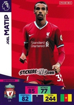 Sticker Joel Matip - English Premier League 2020-2021. Adrenalyn XL n. 14 - Panini