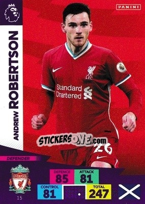 Sticker Andrew Robertson - English Premier League 2020-2021. Adrenalyn XL n. 15 - Panini