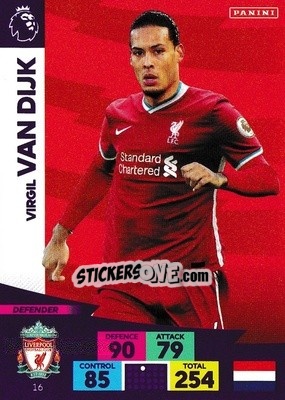 Sticker Virgil van Dijk - English Premier League 2020-2021. Adrenalyn XL - Panini