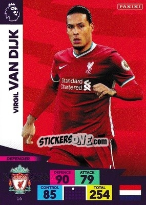 Sticker Virgil van Dijk - English Premier League 2020-2021. Adrenalyn XL n. 16 - Panini
