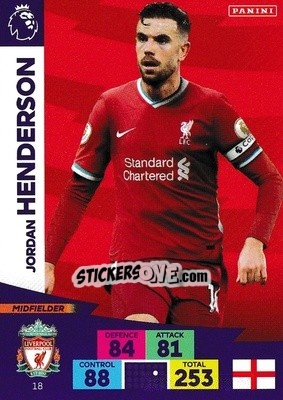 Sticker Jordan Henderson - English Premier League 2020-2021. Adrenalyn XL n. 18 - Panini