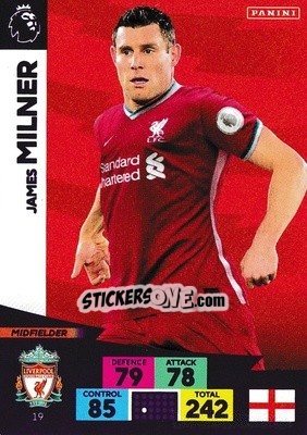 Sticker James Milner - English Premier League 2020-2021. Adrenalyn XL n. 19 - Panini