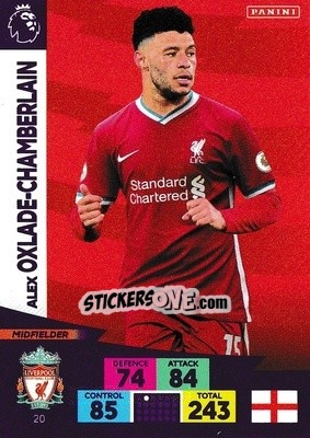 Sticker Alex Oxlade-Chamberlain - English Premier League 2020-2021. Adrenalyn XL n. 20 - Panini