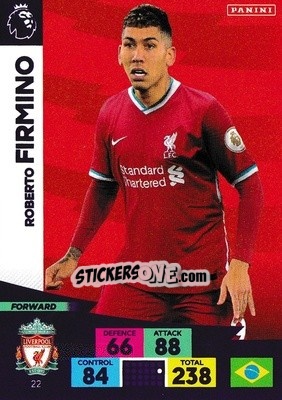Sticker Roberto Firmino - English Premier League 2020-2021. Adrenalyn XL n. 22 - Panini