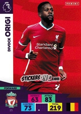Sticker Divock Origi - English Premier League 2020-2021. Adrenalyn XL - Panini