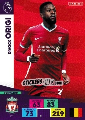 Sticker Divock Origi - English Premier League 2020-2021. Adrenalyn XL n. 25 - Panini