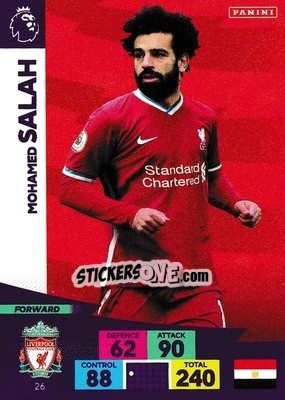 Sticker Mohamed Salah - English Premier League 2020-2021. Adrenalyn XL n. 26 - Panini