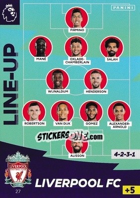 Sticker Line-Up - English Premier League 2020-2021. Adrenalyn XL n. 27 - Panini