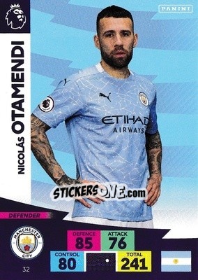Sticker Nicolas Otamendi - English Premier League 2020-2021. Adrenalyn XL n. 32 - Panini