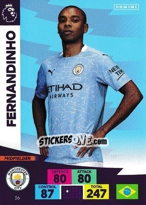 Sticker Fernandinho - English Premier League 2020-2021. Adrenalyn XL n. 36 - Panini