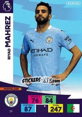 Sticker Riyad Mahrez - English Premier League 2020-2021. Adrenalyn XL - Panini
