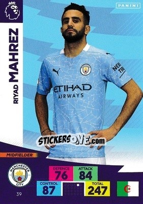 Figurina Riyad Mahrez - English Premier League 2020-2021. Adrenalyn XL - Panini