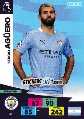 Sticker Sergio Agüero - English Premier League 2020-2021. Adrenalyn XL n. 42 - Panini