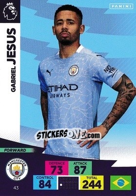 Sticker Gabriel Jesus - English Premier League 2020-2021. Adrenalyn XL n. 43 - Panini