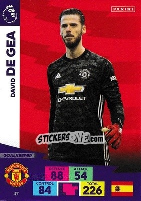 Sticker David de Gea - English Premier League 2020-2021. Adrenalyn XL n. 47 - Panini