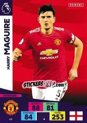 Sticker Harry Maguire - English Premier League 2020-2021. Adrenalyn XL n. 49 - Panini