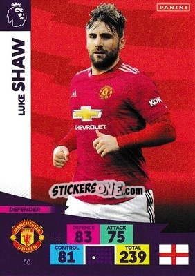 Sticker Luke Shaw - English Premier League 2020-2021. Adrenalyn XL - Panini