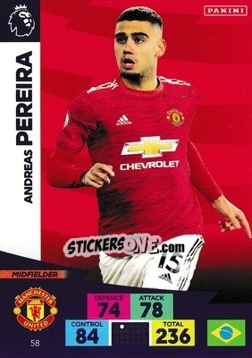 Sticker Andreas Pereira - English Premier League 2020-2021. Adrenalyn XL - Panini