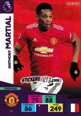 Sticker Anthony Martial - English Premier League 2020-2021. Adrenalyn XL - Panini