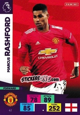 Sticker Marcus Rashford - English Premier League 2020-2021. Adrenalyn XL - Panini