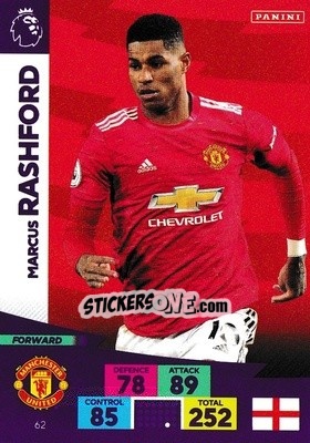 Sticker Marcus Rashford - English Premier League 2020-2021. Adrenalyn XL n. 62 - Panini